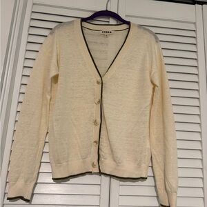 Boden Cream V-Neck Linen Cardigan size XS